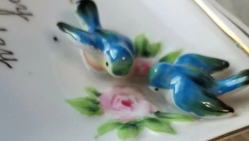 Vintage C /N Mark Japan Porcelain applied Birds Wall Hanging Birthday Sheet M 🎼 - Bild 5 von 7