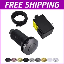 UL Listed Cordless Garbage Disposal Air Switch Kit - Brass Push Button in Gun...