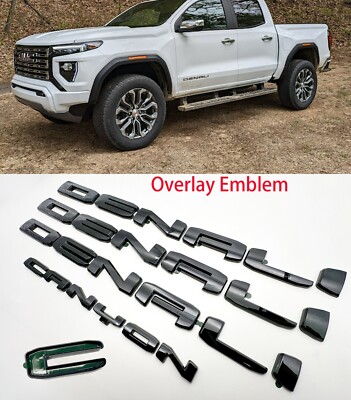 OVERLAY 4PCS Gloss Black Door Rear Denali Canyon Emblem Fit 2023+ GMC Canyon