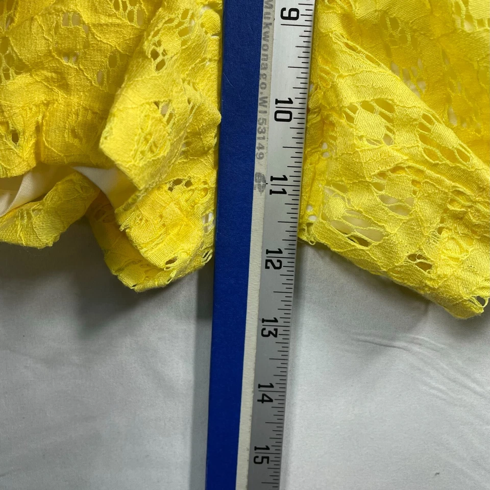 Kensie 短裤女式大码黄色蕾丝内衬 2 口袋休闲短裤新品 — 第 4/4 张图片