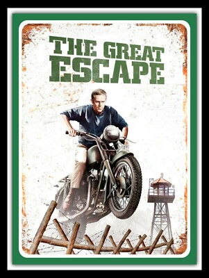 The Great Escape, Retro Vintage Style Blechschild Mann Höhle Schuppen Garage