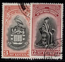 ST. LUCIA GVI SG164-165, 1949 BWI UNIVERSITY set, FINE USED.