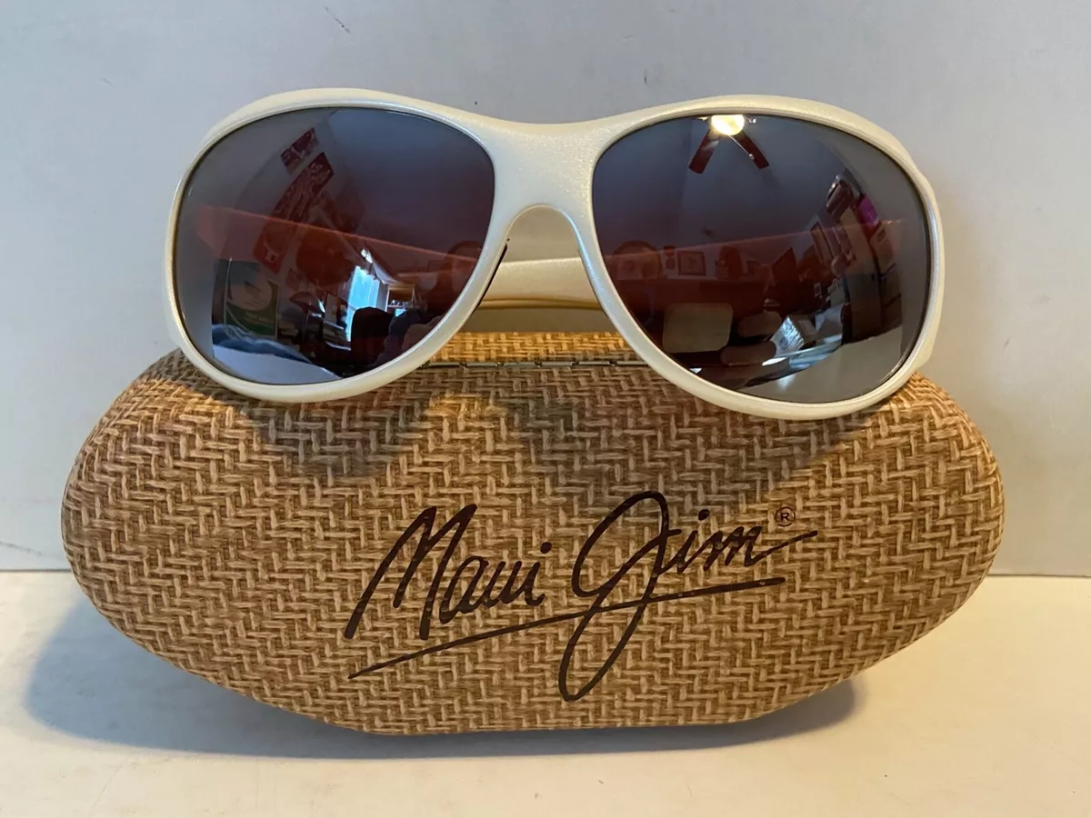 Maui Jim MJ-203-05 Sunglasses w/ Case Lehua Rose Lenses Pearl White Frame  Italy