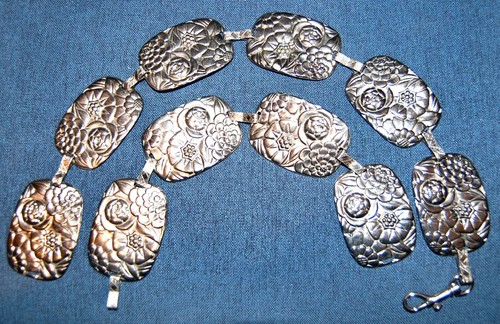 VINTAGE LOT/10  2 3/4" x - 1 7/8" Silver Tone Embossed Belt Crafting Pieces #BA6