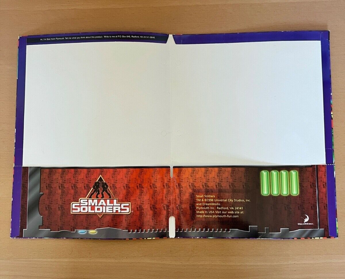 Vintage 1998 Small Soldiers Gorgonites 3-Ring School Pocket Folder