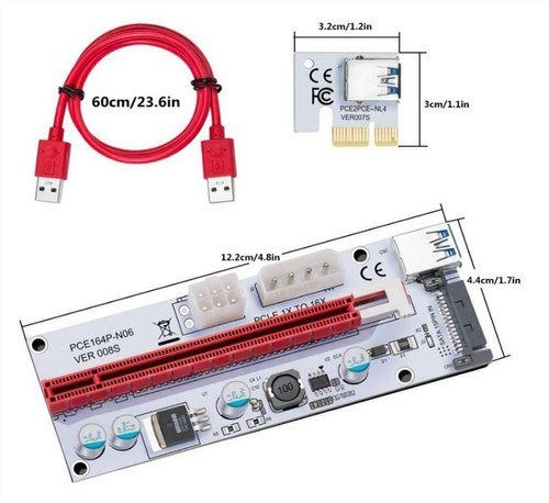 3 x Riser PCIe Mining VER 008S LATTCURE PCI-E 1X a 16X adattatore NUOVA VERSIONE - Foto 5 di 7