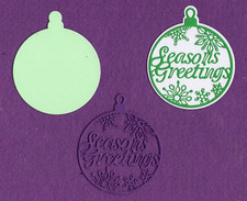 Christmas Ornament Seasons Greetings with background die cuts scrapbook cards