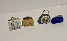 Vintage Hinged Porcelain Trinket Box Purses O...