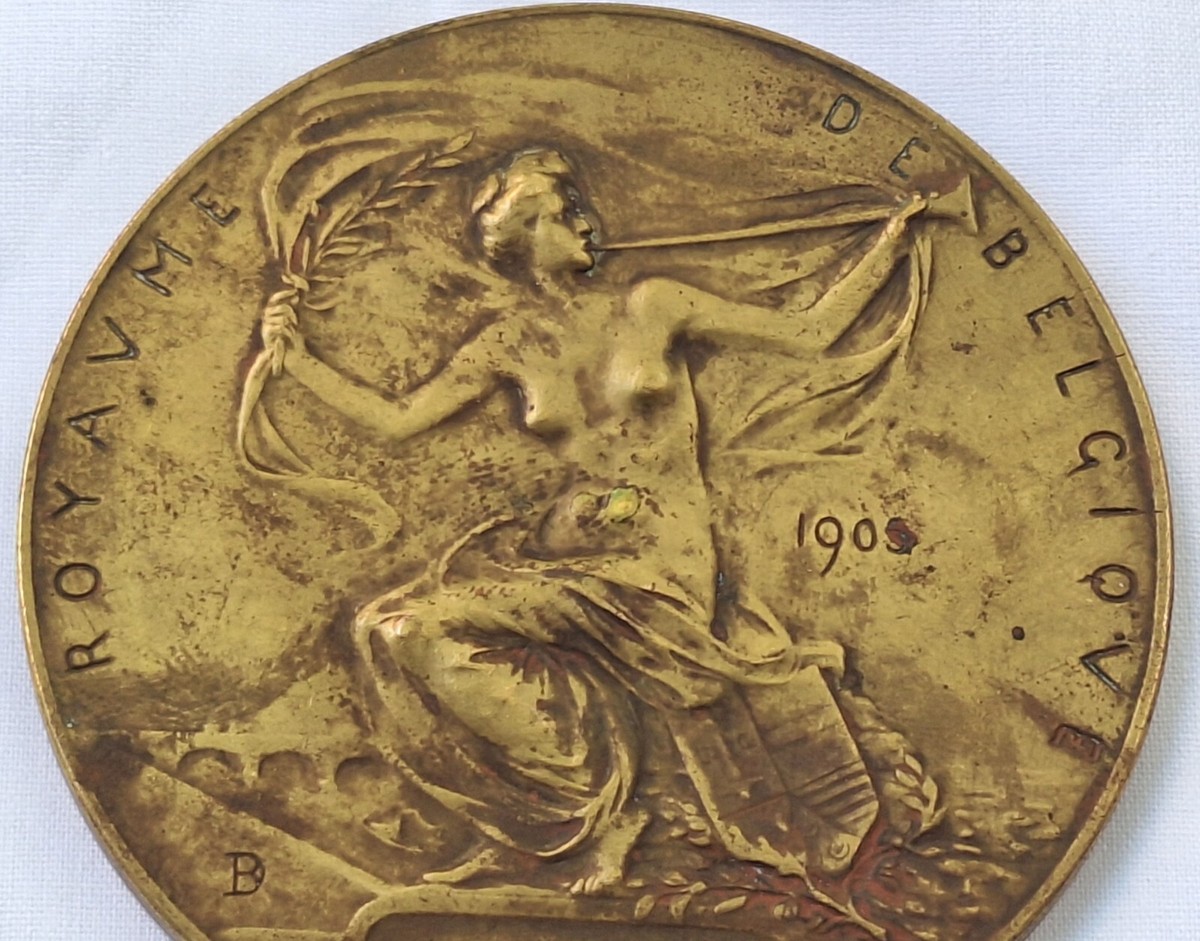 Universal Exhibition Liege 1905 -Kingdom Belgium old medal signed