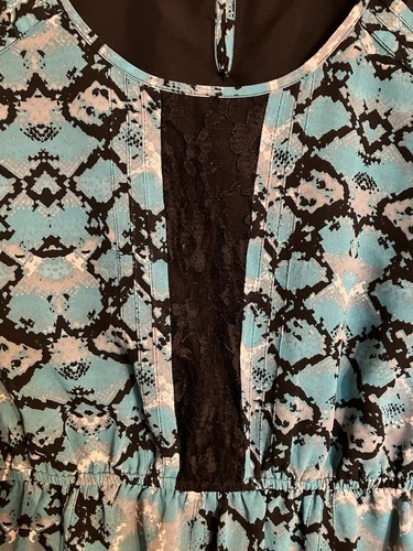 So Fabulous Dress Knee Length Size UK 22 Lined Snake Print Teal Lace - Picture 4 of 18
