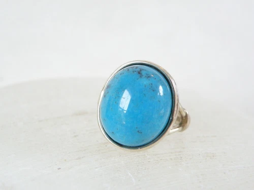 Vintage Sterling Silver 925 Genuine Turquoise Ring Size 6.5