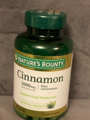 Nature's Bounty Cinnamon 2000mg Plus Chromium, Dietary Supplement Capsules 60...