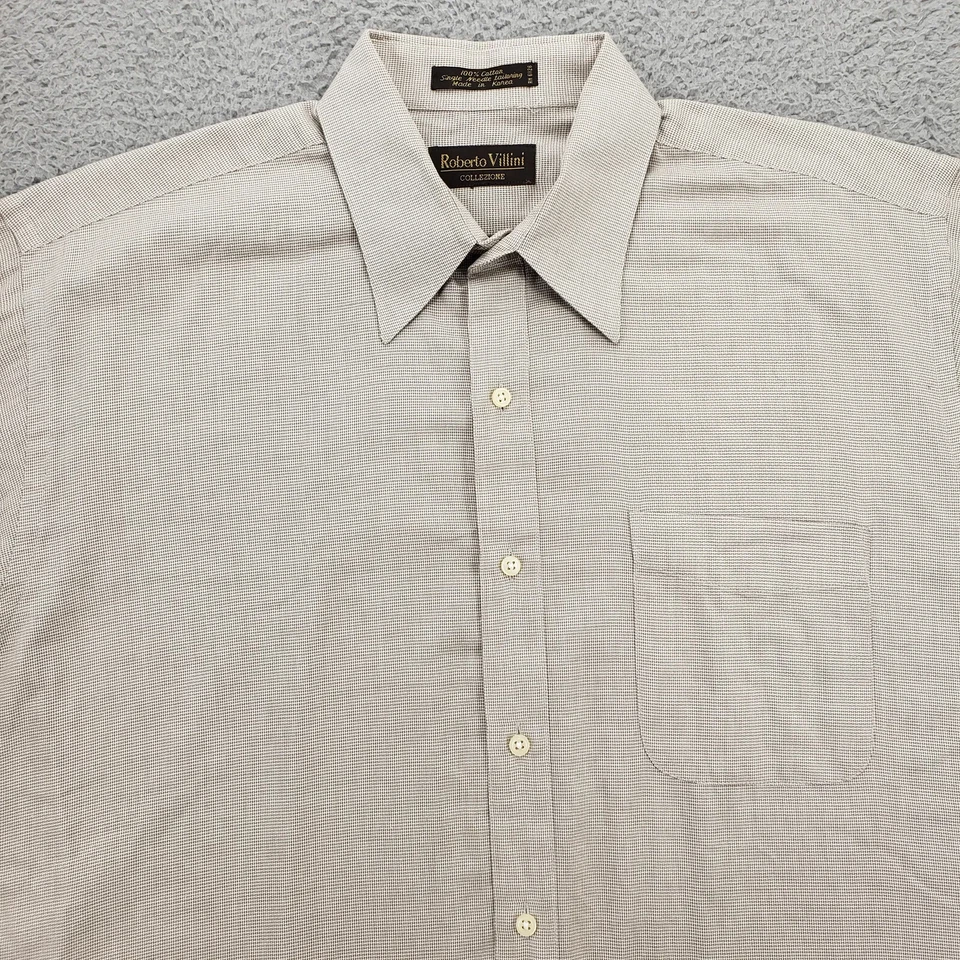 Camisa Roberto Villini Para Hombre 15 1/2 34/35 Marrón Abotonada Manga Larga Clásica Foto 2 de 4
