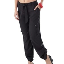 Soma Amelia Roll-Up Cargo Pant size M Medium in Black Woven Fabric