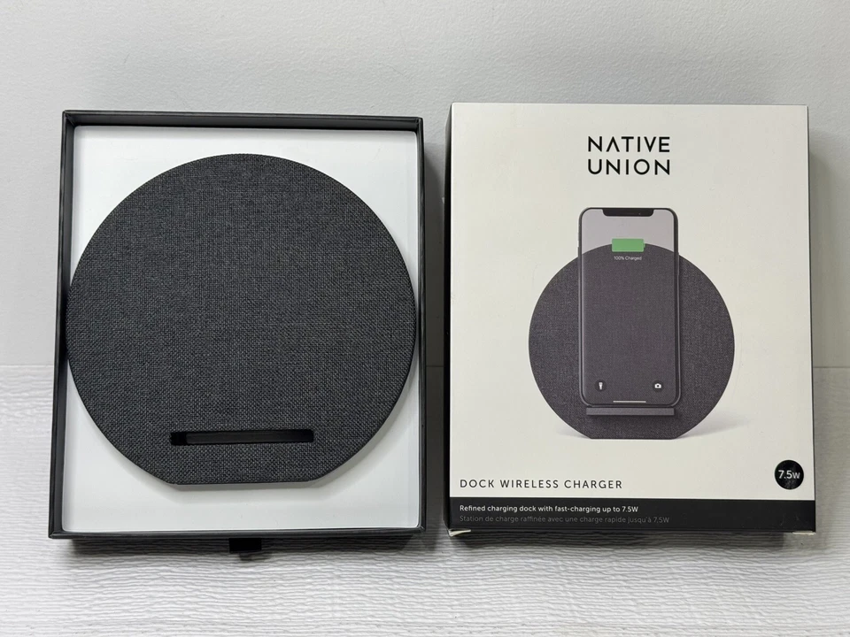 Native Union Dock Wireless Charger 7.5w QI Compatible Slate Gray New In Box - Image 3 of 3