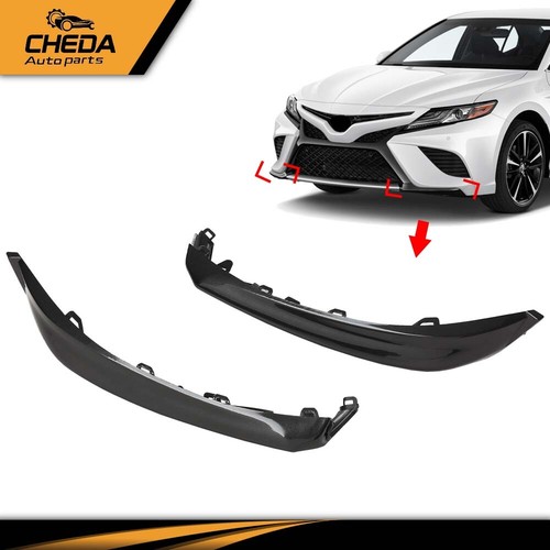 2Pc Front Bumper Black Lower Trim Molding Set Fit For 18-20 Toyota Camry SE/XSE - Picture 2 of 9