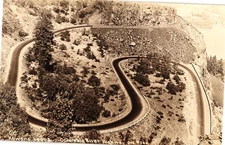 Rowena Loops Columbia River Highway Oregon RPPC Real Photo Postcard c1910s-20s