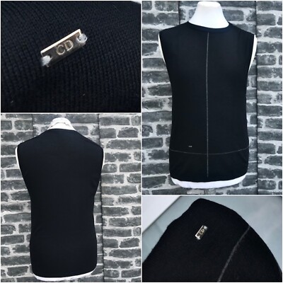 UltraRare Dior Homme SS02 Hedi Slimane '' CD '' Engraved Sleeveless Wool Sweater