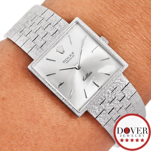 Vintage Rolex Cellini 18K White Gold 22mm Ladies Winding Watch 64.8 Grams NR