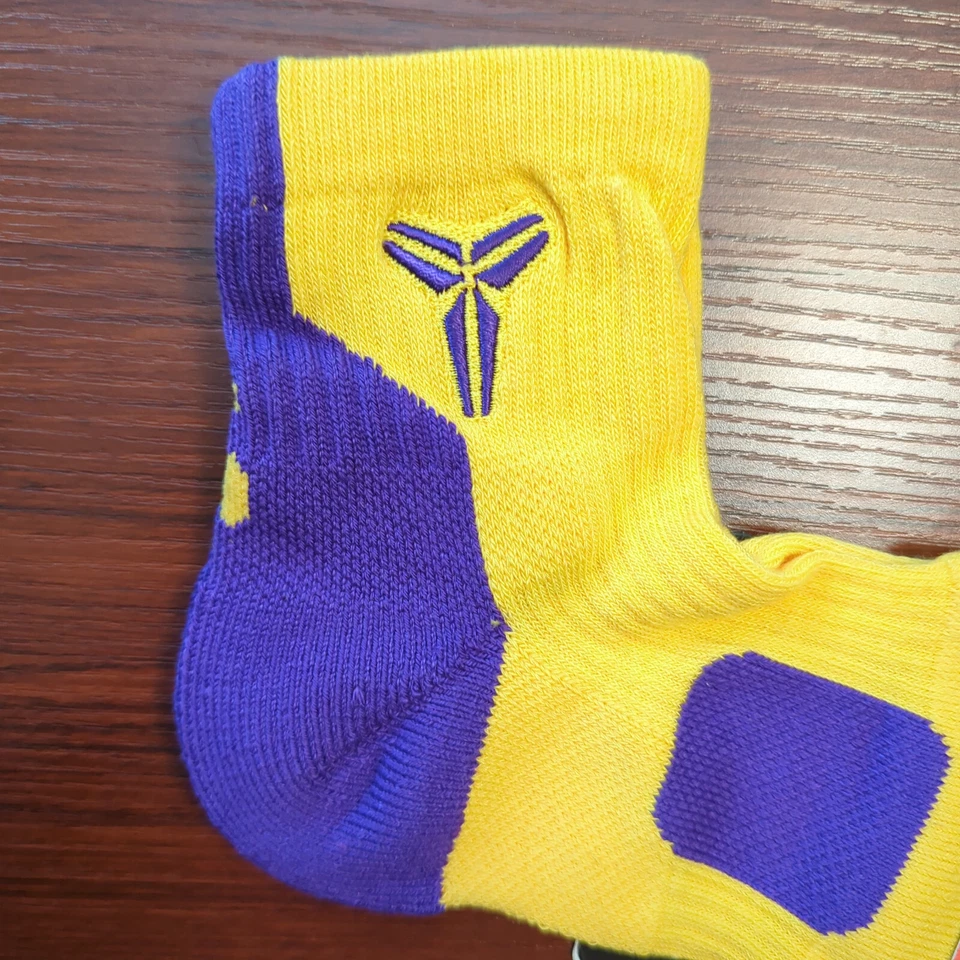 Raro Kobe Bryant Nike Elite Calcetines Corte Cuarto Baloncesto Talla L Amarillo/Púrpura Foto 3 de 4