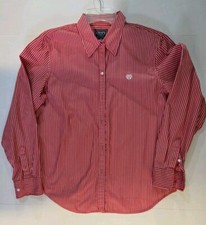 Chaps Women’s Classics L Red Stripe Long Sleeve Button-Up Dress Shirt
