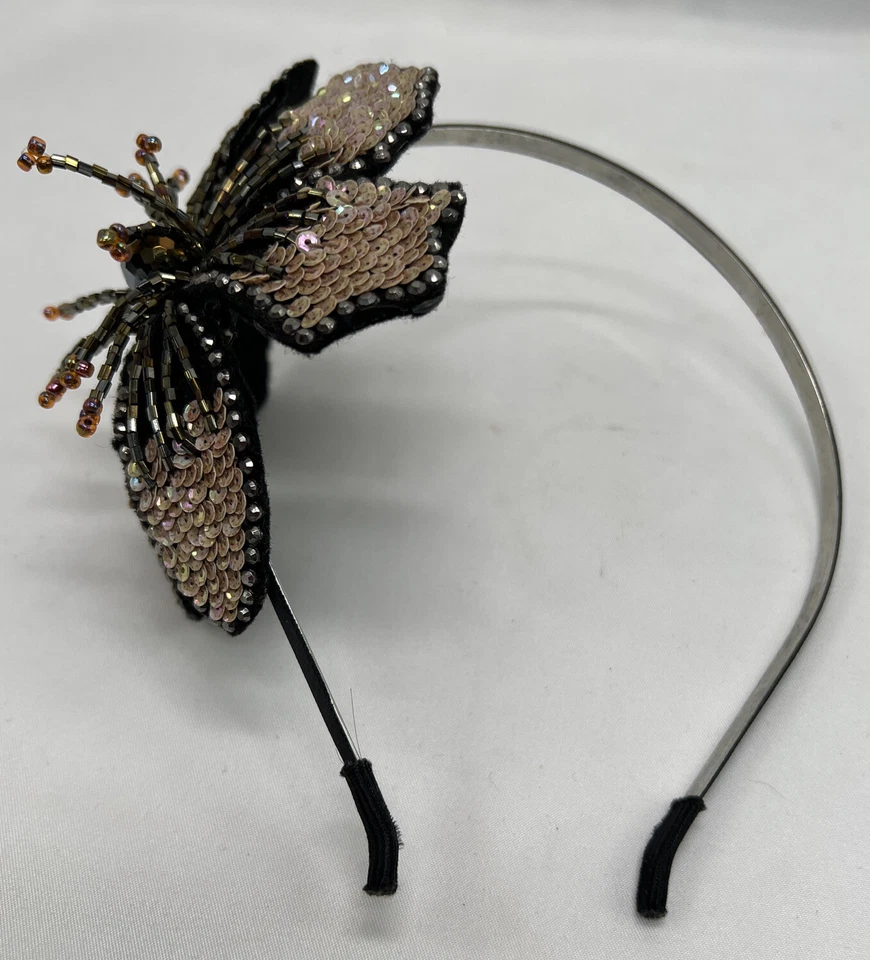 Diadema Cuentas Lentejuelas Flor Vacaciones Año Nuevo Fiestas Formales Foto 3 de 4