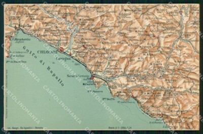 Genoa Rapallo Santa Margherita Lavagna Map 33 postcard RT2491