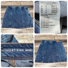 American Eagle Highest Rise Mini Skirt Women  s 4 Blue Denim Stretch