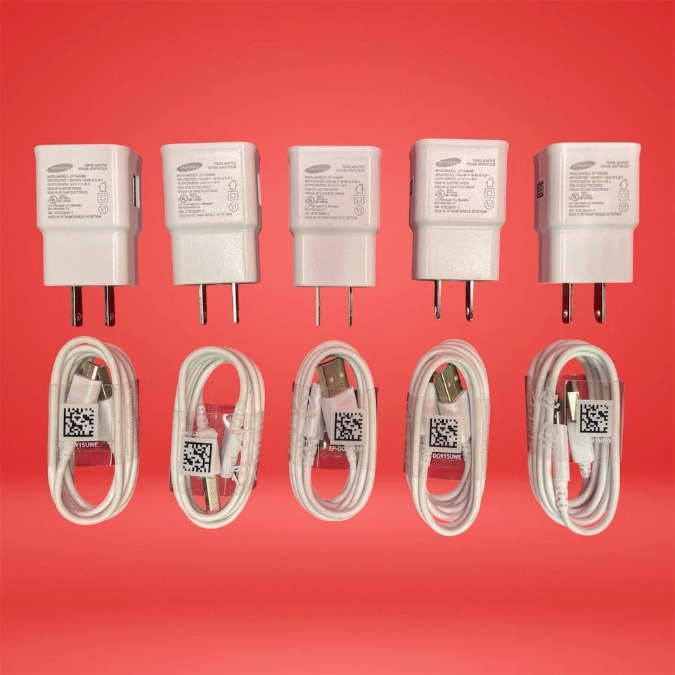 Paquete de cable adaptador cargador de pared Samsung (paquete de 5) blanco Foto 4 de 4