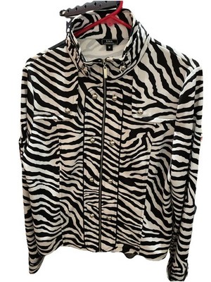 Lisa Zebra Print Jacket Silver Studs Women s Size M