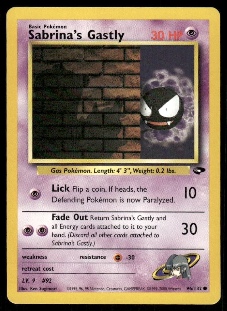Sabrina's Gastly 2000 Gym Challenge Common Pokemon Card 96/132 (NM)