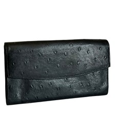 Abas Genuine Ostrich Leather Clutch Womens Wallet Made In USA Vintage