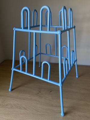 Vintage Yaffa Basic Line Plastic Shoe Storage Rack Retro Modern 1980s Sky Blue
