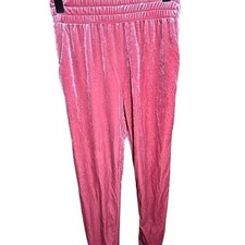 Fashion Nova Velvet Lounge Pants Joggers Pink Size L Elastic Waist Pockets