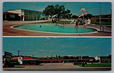 Vintage Flying W Lodge Ozona Texas Motel Pool Postcard by Larry Taylor