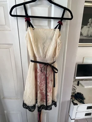 Lucky 13 Skull and Rose Print Lace Overlay Babydoll Dress Vintage - Image 1 of 4
