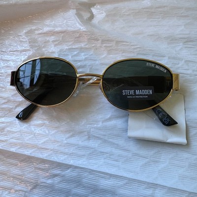 Steve Madden Mystie Sunglasses Women Gold frame Green oval  display picture 2