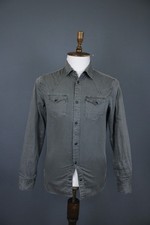 AllSaints Muscogee Grey Solid Cotton Slim Fit Long Sleeve Western Shirt Size XS