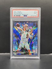 Joe Burrow 2021 Panini Prizm Fireworks Blue Ice /99 PSA 9 F20 Cincinnati Bengals