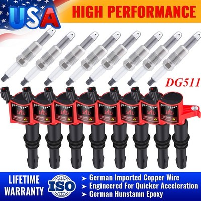 8 DG511 Ignition Bobinas & Spark Plugs SP546 For Ford F-150 Expedition 4.6L 5.4L