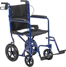 Drive Medical Lightweight Expedition Folding Transport Wheelchair with Hand Brak