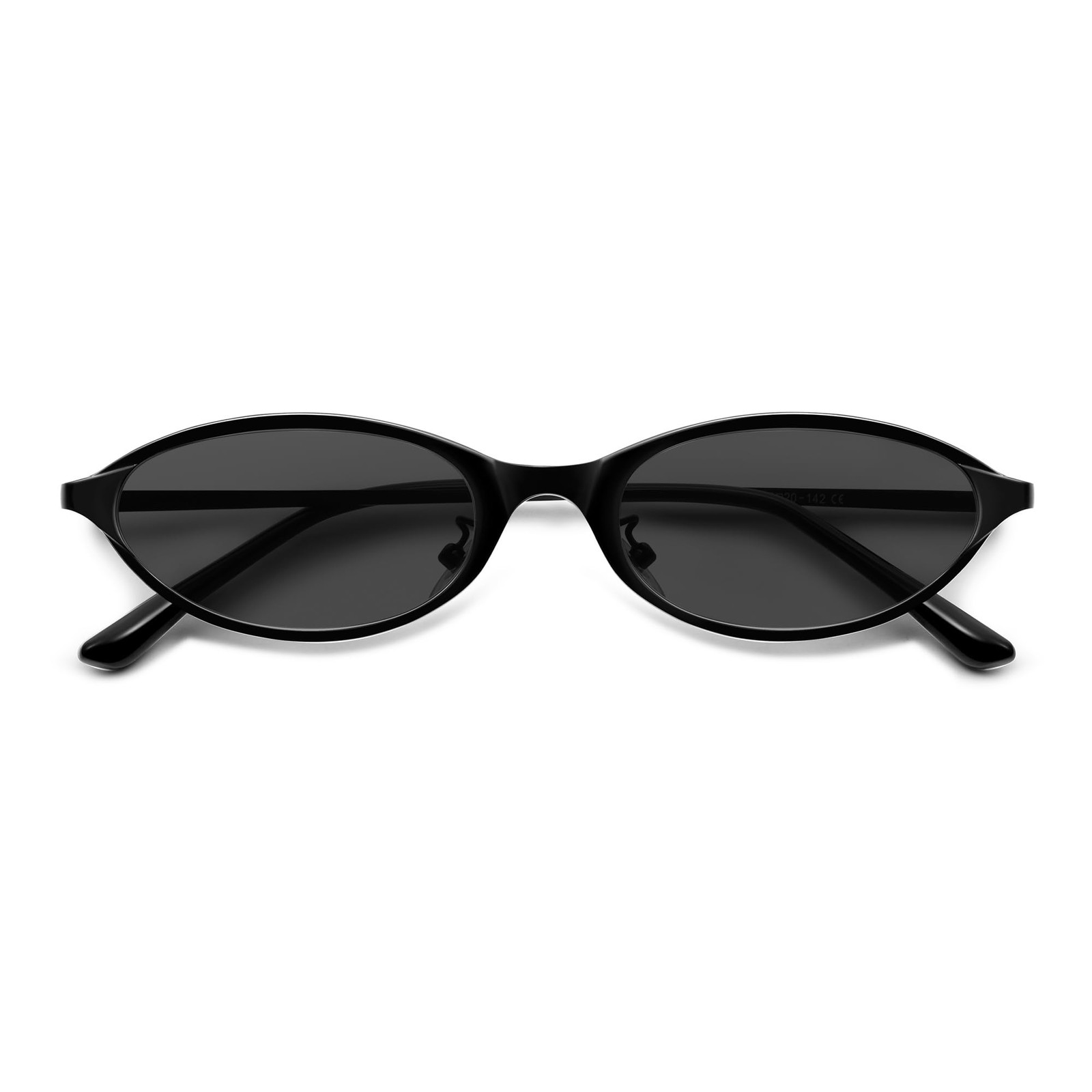 SOJOS Small Trendy Oval Cat Eye Sunglasses for Women, Small, Matt Black/Grey
