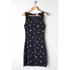 Vintage Y2K Currants Ditsy Floral Mesh Dress Sz Large Whimsy Goth Fairycore Fril