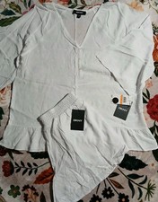DKNY Sleepwear SET Women's Size Small Bell Sleeve Top and Matching Shorts White