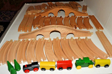 Wooden Wood Train Track Lot of 55 Mixed Pieces