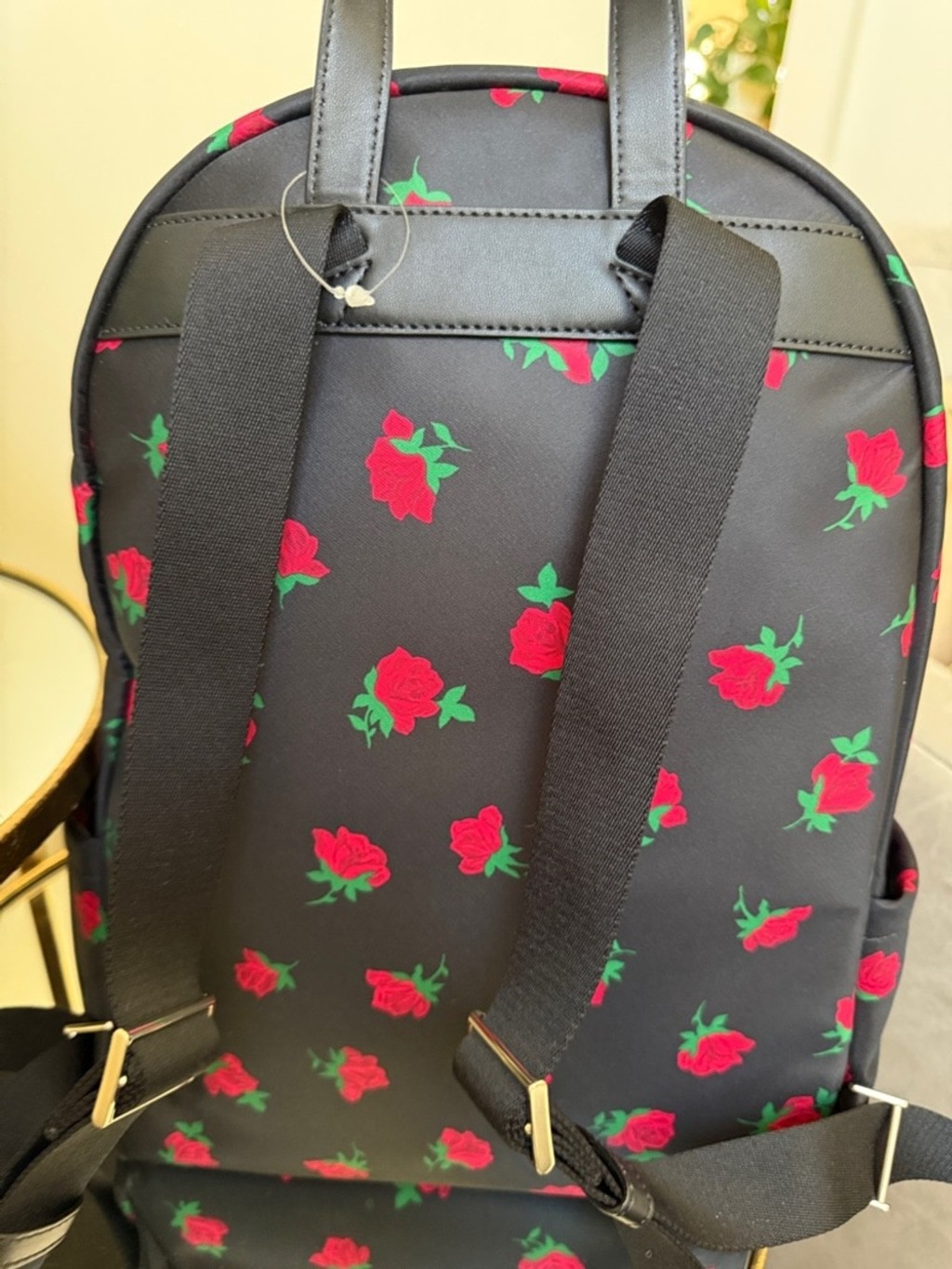 Kate Spade New York Chelsea Rose Toss Black Floral Large Backpack NWOT image 8