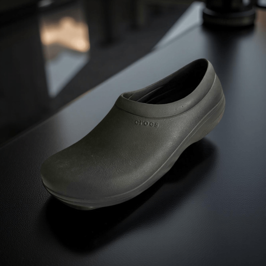 Men's Solid Black Crocs On The Clock Clogs Loafers Size 12