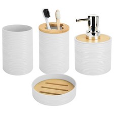 4 PCS White Bathroom Accessories Set, Includes a Soap Dispenser, 4 PCS,