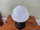 Antique/Vtg Schoolhouse Light Fixture w Milk Glass Shade + LED Bulb (Restored)