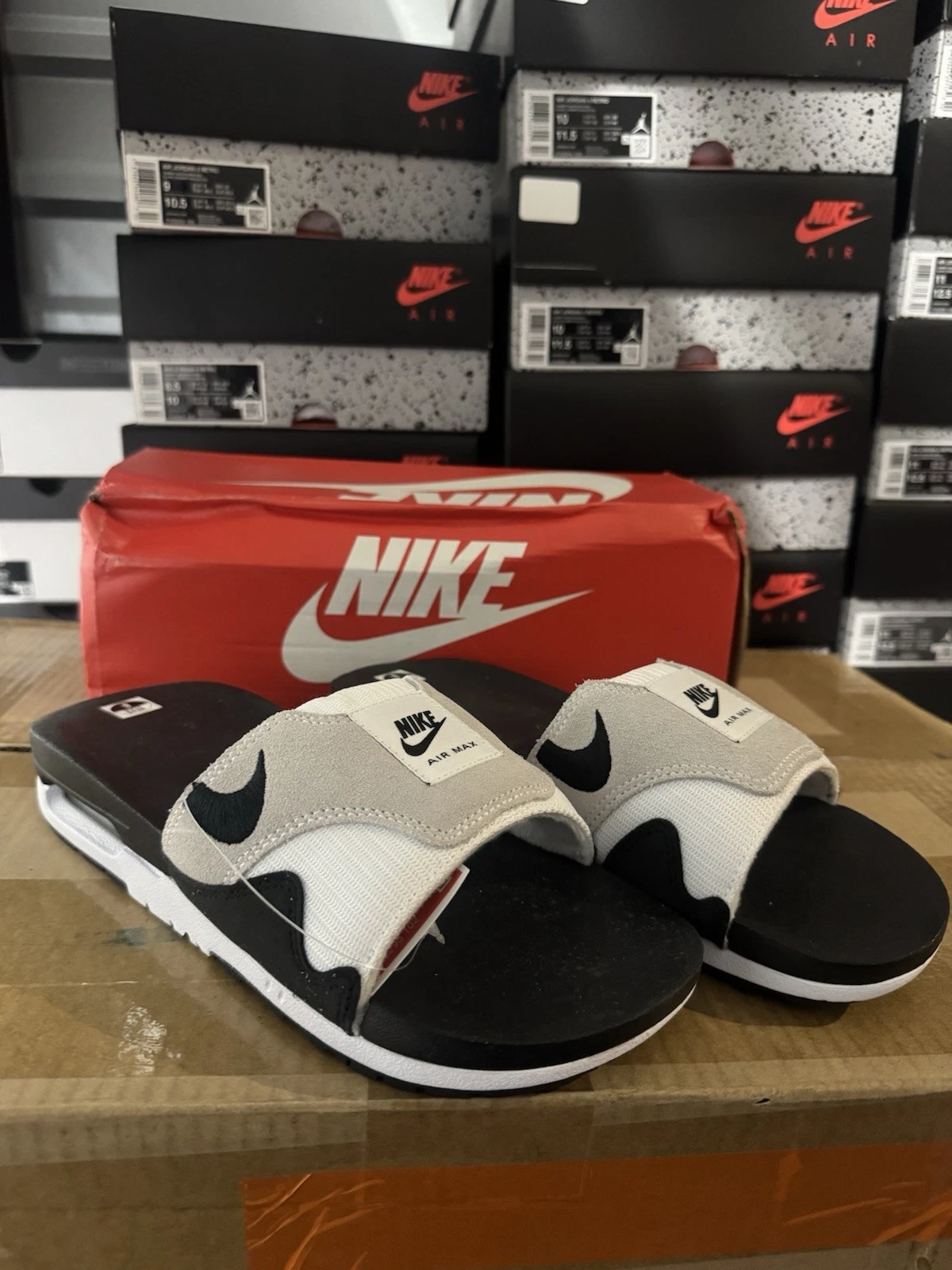 Slide uomo taglia 8 Nike Air Max 1 DH0295 102 bianco nero grigio slide nuove